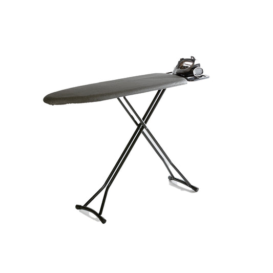 Roomwell UK Compact 43" Premium Ironing Board With Iron Rest, Anti-Flame Fabric, Foldable Legs, Iron Rest