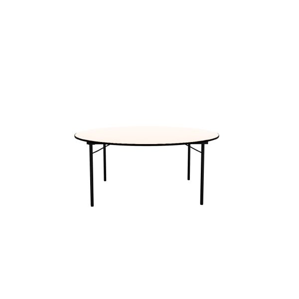 Soft Top Round Banquet Table Ø 180 x H 75 cm, All-Round HPL Edge, MDF Top covered with Non-Slip Material, Black Metal Folding Legs