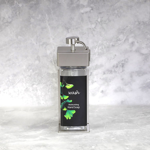 Dispenser Amenities SOlera 1 Chamber Satin Silver Dispenser, Rectangular, Ginkgo Lable, 440ml