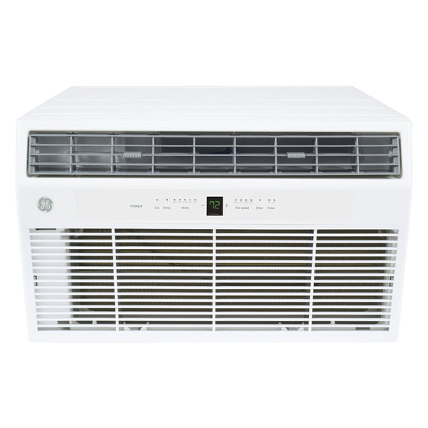 GE AKEQ10DCJ 24" Thru the Wall Air Conditioner with 3-Speed Fan, Large LCD Display,  6-Way Directional Airflow, Remote Control, and Cooling Capacity of 10,000 BTU, 9.6 EER, R32, 230/208v