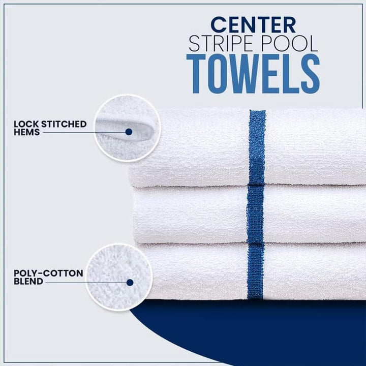 wholesale pool towels Blue Center Stripe