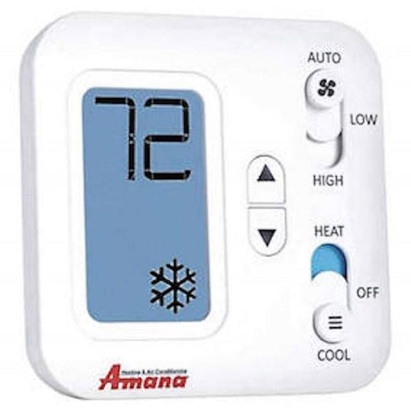 Amana PHWT-A100C 6 Wire, 2 Speed, 24 Volt Manual Changeover Wall Thermostat Cooling with Electric Heat Only