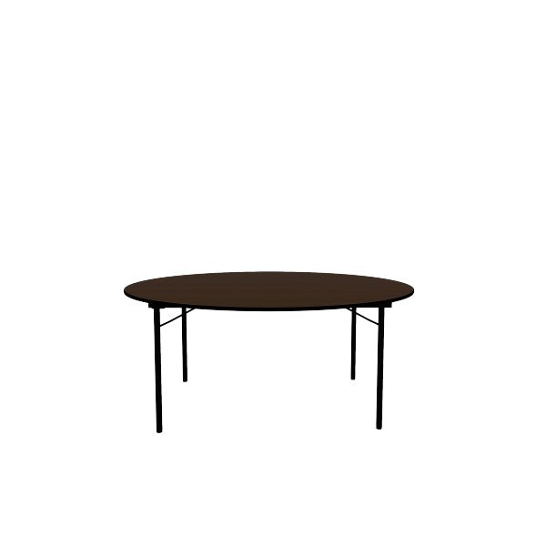 Walnut Round Table (Linen-Free) Ø 150 x H 75 cm, Durable, Strong And Naturally Beautiful,MDF Laminated Table Tops With Black Metal Folding Legs - HorecaStore