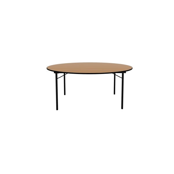 Beechwood Round Table (Linen-Free) Ø 180 x H 75 cm, Durable, Strong And Naturally Beautiful,MDF Laminated Table Tops With Black Metal Folding Legs