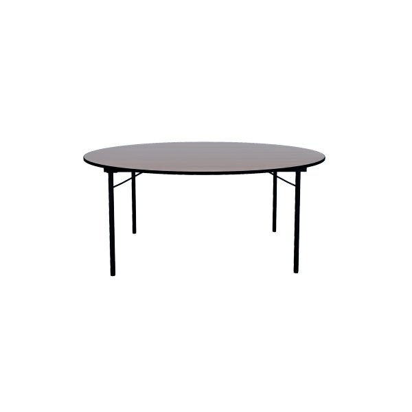 Ash Round Table (Linen-Free) Ø 150 x H 75 cm, Durable, Strong And Naturally Beautiful, MDF Laminated Table Tops With Black Metal Folding Legs